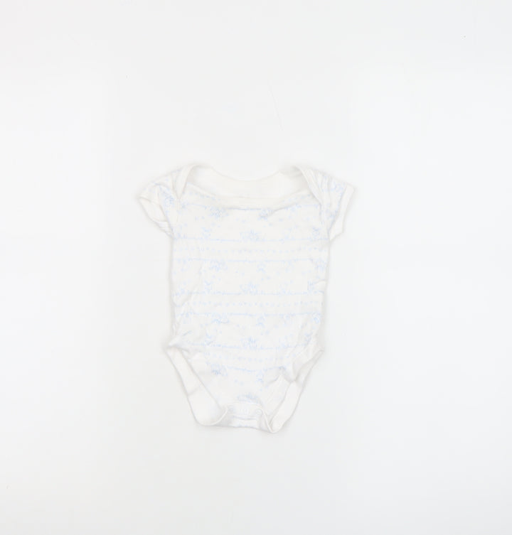 George Unisex Baby White Animal Print 0-3 Months Cotton Babygrow