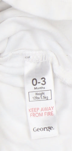 George Unisex Baby White Animal Print 0-3 Months Cotton Babygrow