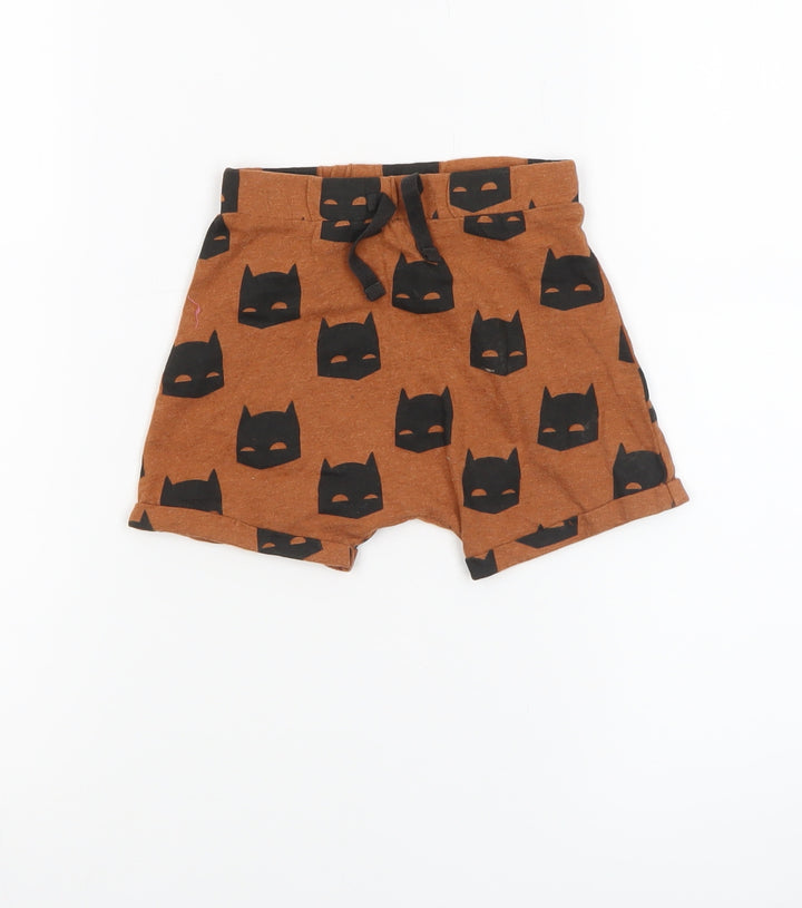 George Boys Brown Batman Print Cotton Shorts 12-18 Months
