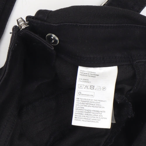 H&M Divided Women's Black Dungaree Jumpsuit UK 6 Zip Detail Skinny Fit