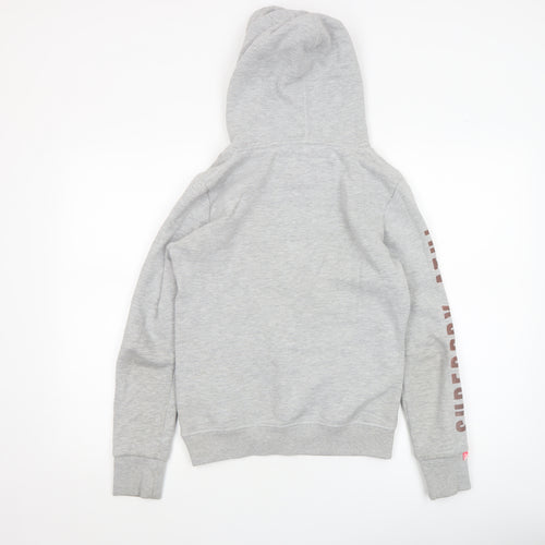 Superdry Womens Grey Pullover Hoodie Size UK 10 Track & Field Logo