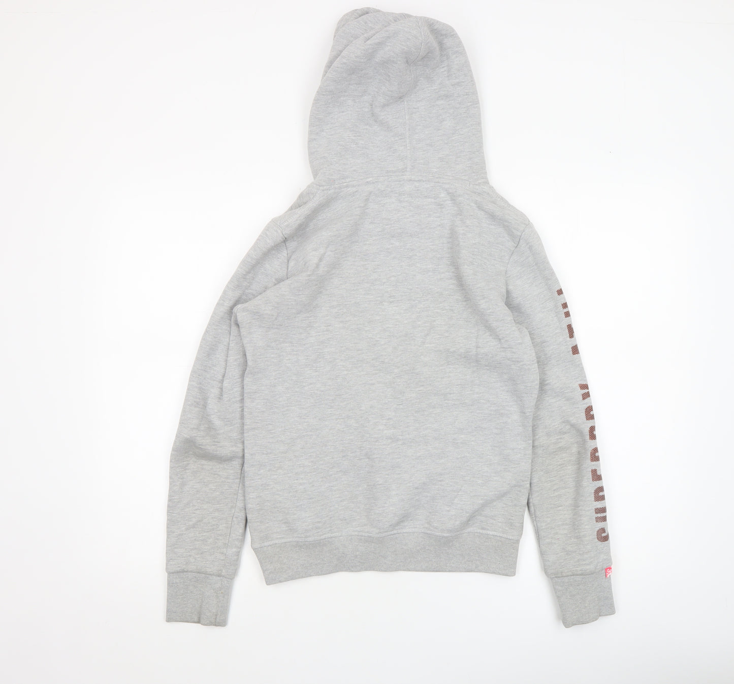 Superdry Womens Grey Pullover Hoodie Size UK 10 Track & Field Logo