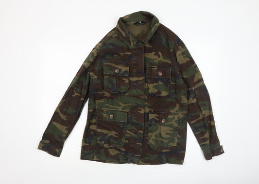 V by Very Women's Green Camo Military Jacket Size 12 Cotton