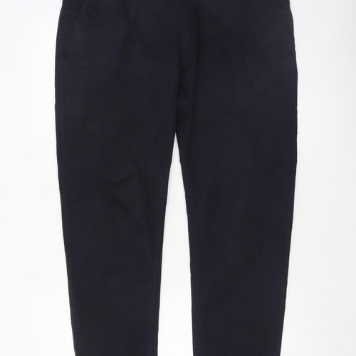 Zara Men's Navy Blue Chino Trousers Size M Slim Fit Cotton Blend