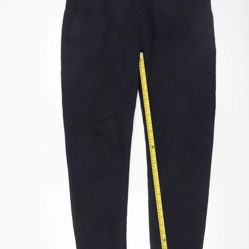 Zara Men's Navy Blue Chino Trousers Size M Slim Fit Cotton Blend