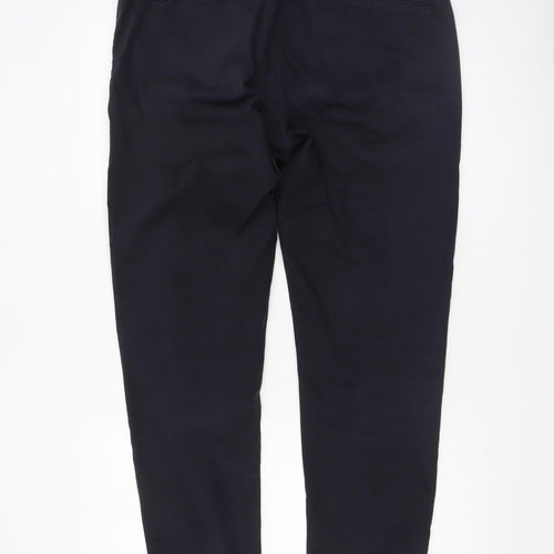 Zara Men's Navy Blue Chino Trousers Size M Slim Fit Cotton Blend