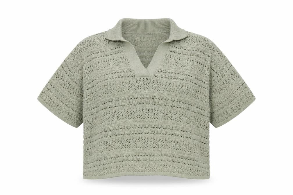 Gallery Womens Beige Open Knit V-Neck Short Sleeve Jumper Size XL