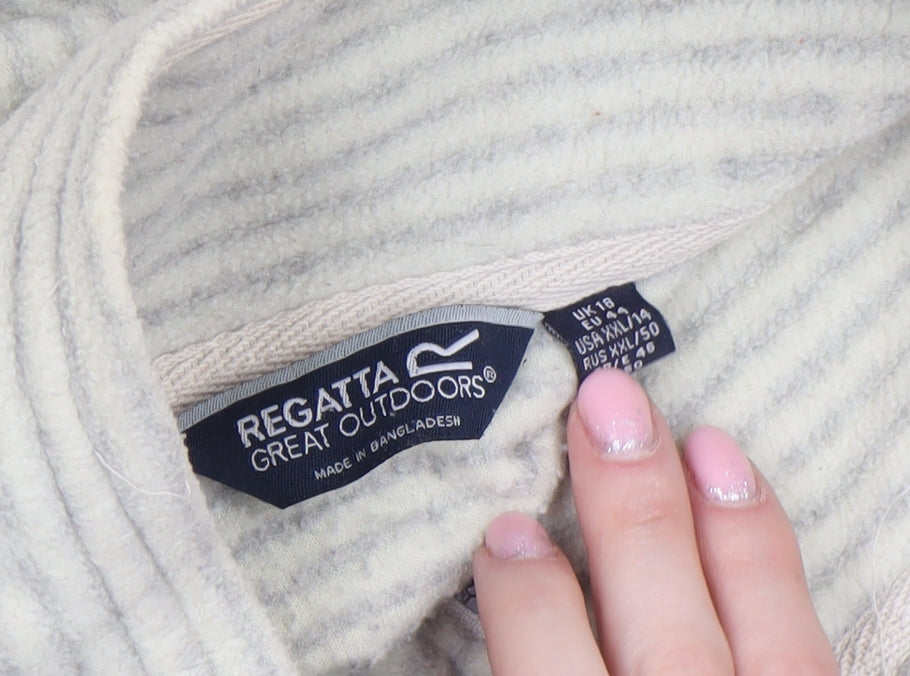 Regatta Men’s Beige Striped Fleece 1/2 Zip Sweatshirt XL