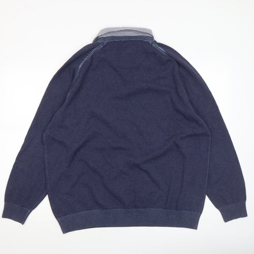 Next Men’s Blue Cotton V-Neck Pullover Jumper Size L Regular Fit