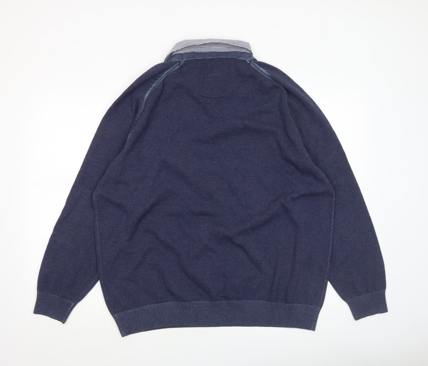 Next Men’s Blue Cotton V-Neck Pullover Jumper Size L Regular Fit