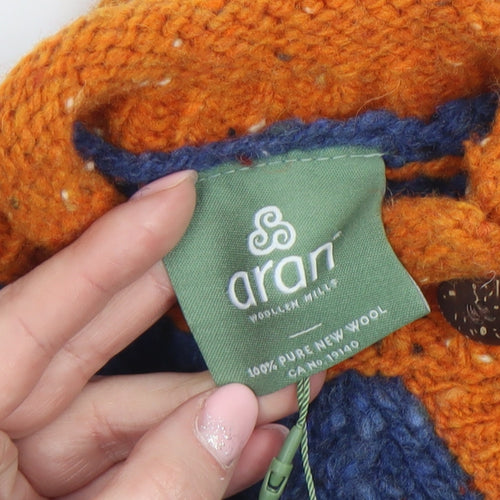 Aran Woollen Mills Unisex Baby Blue Orange Wool Jumper 3-6 Months