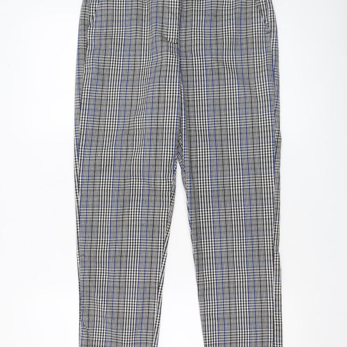 Lefties Women's Multicoloured Check Slim Tapered Trousers Size 6