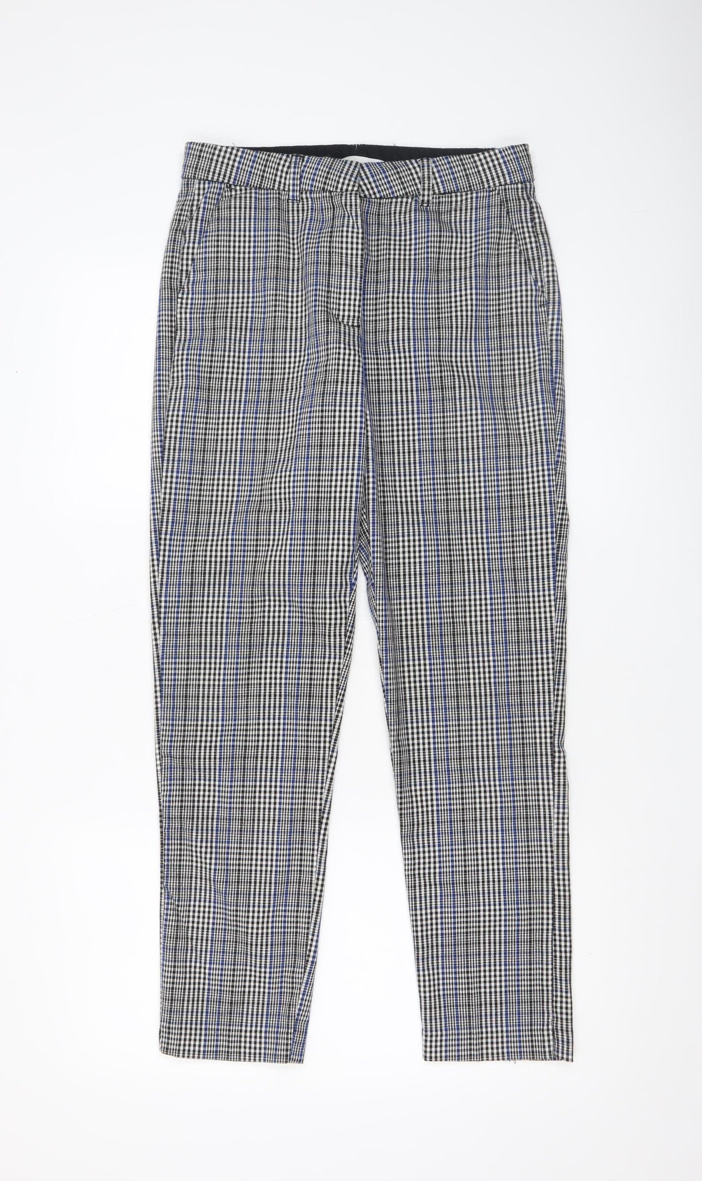 Lefties Women's Multicoloured Check Slim Tapered Trousers Size 6