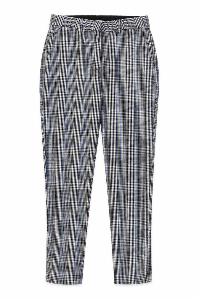 Front view of Lefties Women's Multicoloured Check Slim Tapered Trousers, size 6