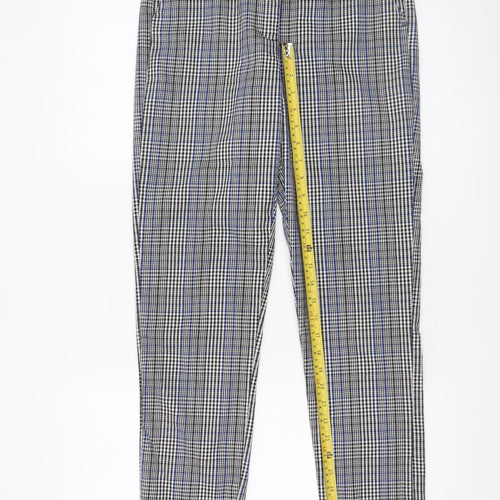 Lefties Women's Multicoloured Check Slim Tapered Trousers Size 6