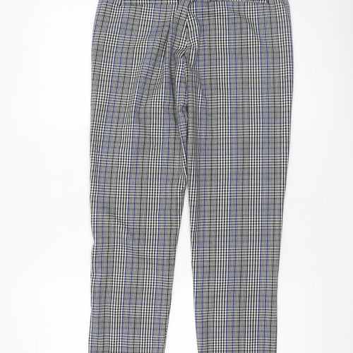 Lefties Women's Multicoloured Check Slim Tapered Trousers Size 6