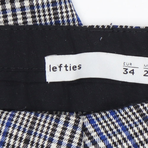 Lefties Women's Multicoloured Check Slim Tapered Trousers Size 6