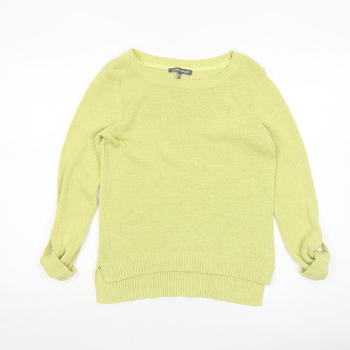 Laura Ashley Women's Green Crew Neck Cotton Knit Jumper Size 8