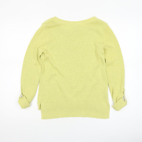 Laura Ashley Women's Green Crew Neck Cotton Knit Jumper Size 8