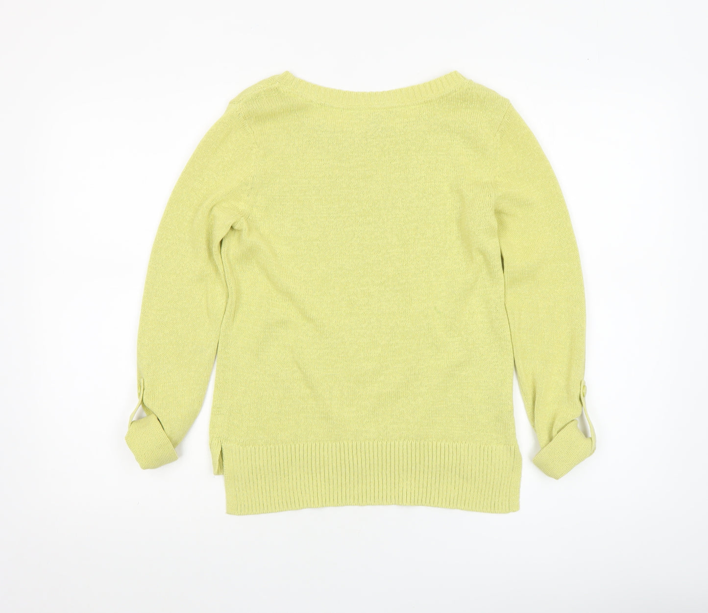 Laura Ashley Women's Green Crew Neck Cotton Knit Jumper Size 8