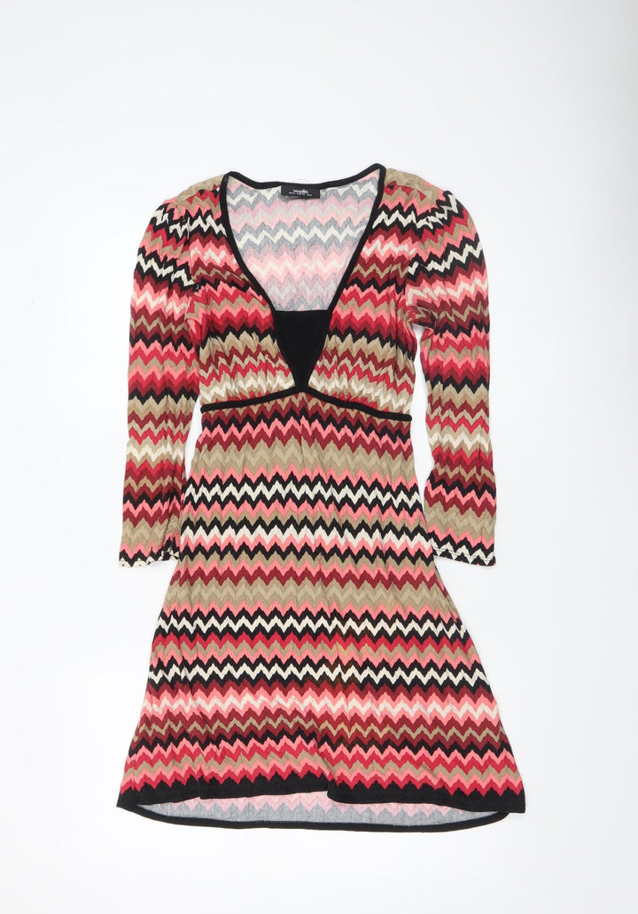 Wallis Women’s Multicoloured Chevron A-Line Knit Dress Size 10
