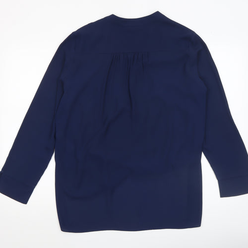Wallis Women Blue Long Sleeve Wrap Blouse Size M