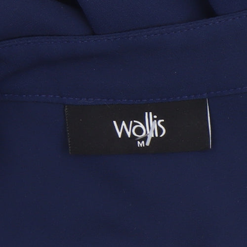 Wallis Women Blue Long Sleeve Wrap Blouse Size M