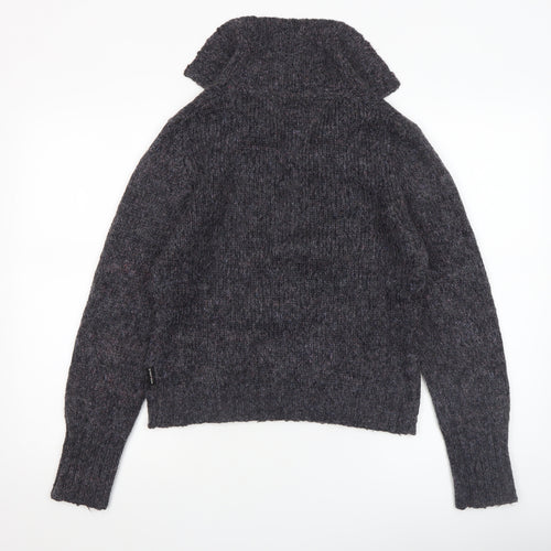 Greenhouse Womens Grey Mohair Blend V-Neck Chunky Knit Jumper M