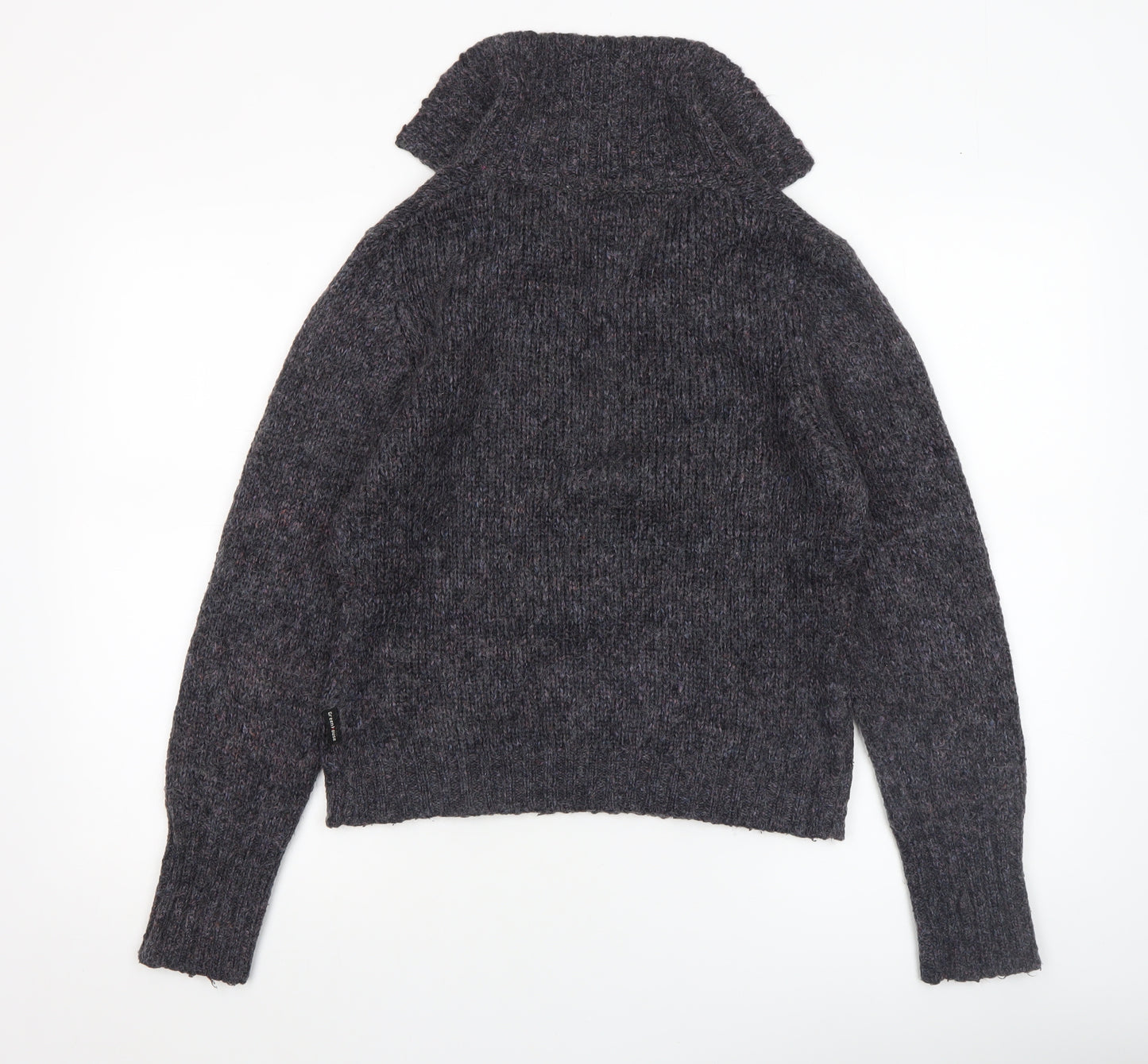 Greenhouse Womens Grey Mohair Blend V-Neck Chunky Knit Jumper M