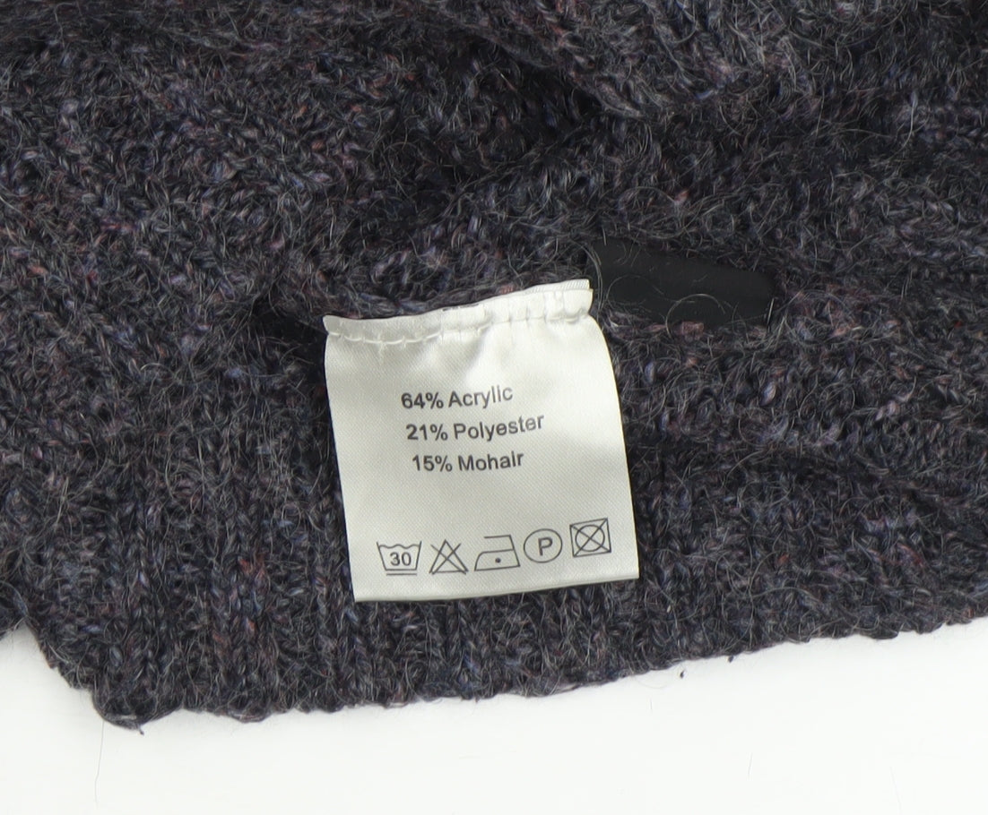Greenhouse Womens Grey Mohair Blend V-Neck Chunky Knit Jumper M
