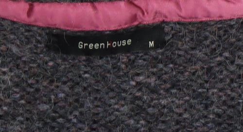 Greenhouse Womens Grey Mohair Blend V-Neck Chunky Knit Jumper M