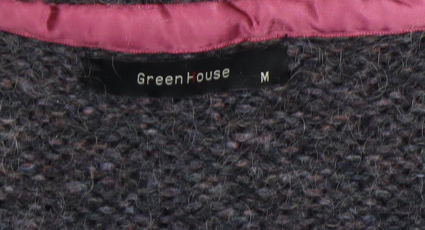 Greenhouse Womens Grey Mohair Blend V-Neck Chunky Knit Jumper M