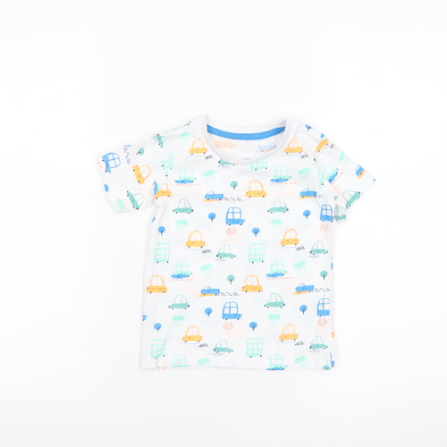 Dunnes Stores Unisex Baby White Car Print Cotton T-Shirt 12-18 Months