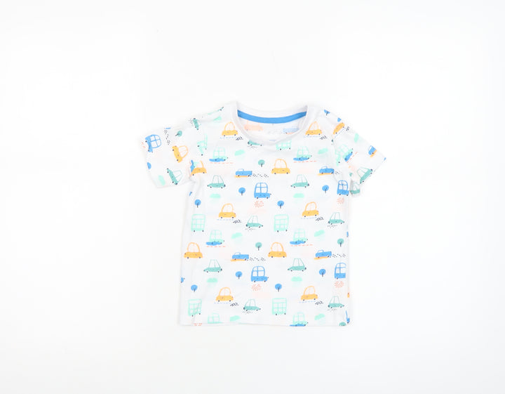 Dunnes Stores Unisex Baby White Car Print Cotton T-Shirt 12-18 Months