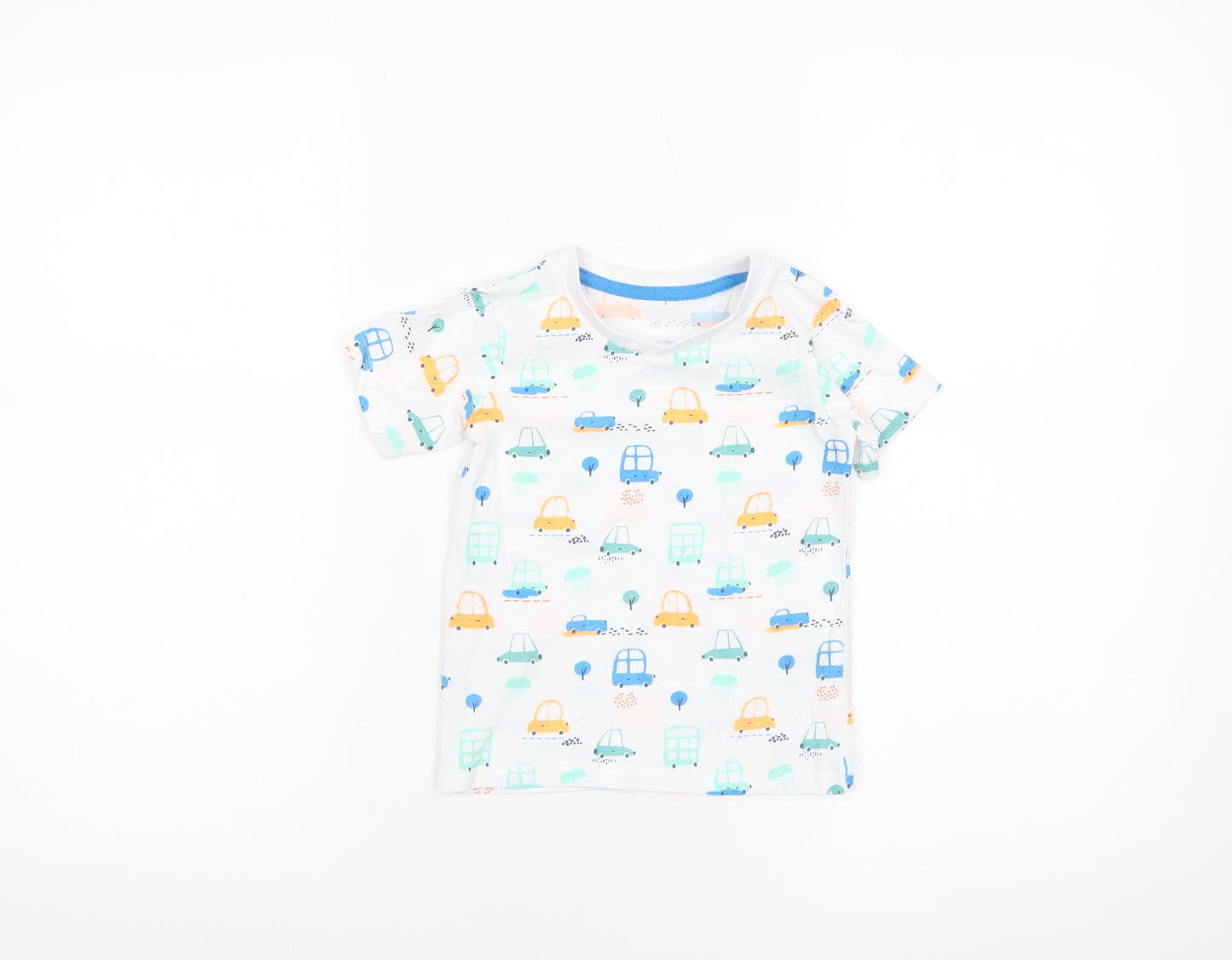 Dunnes Stores Unisex Baby White Car Print Cotton T-Shirt 12-18 Months