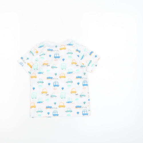 Dunnes Stores Unisex Baby White Car Print Cotton T-Shirt 12-18 Months