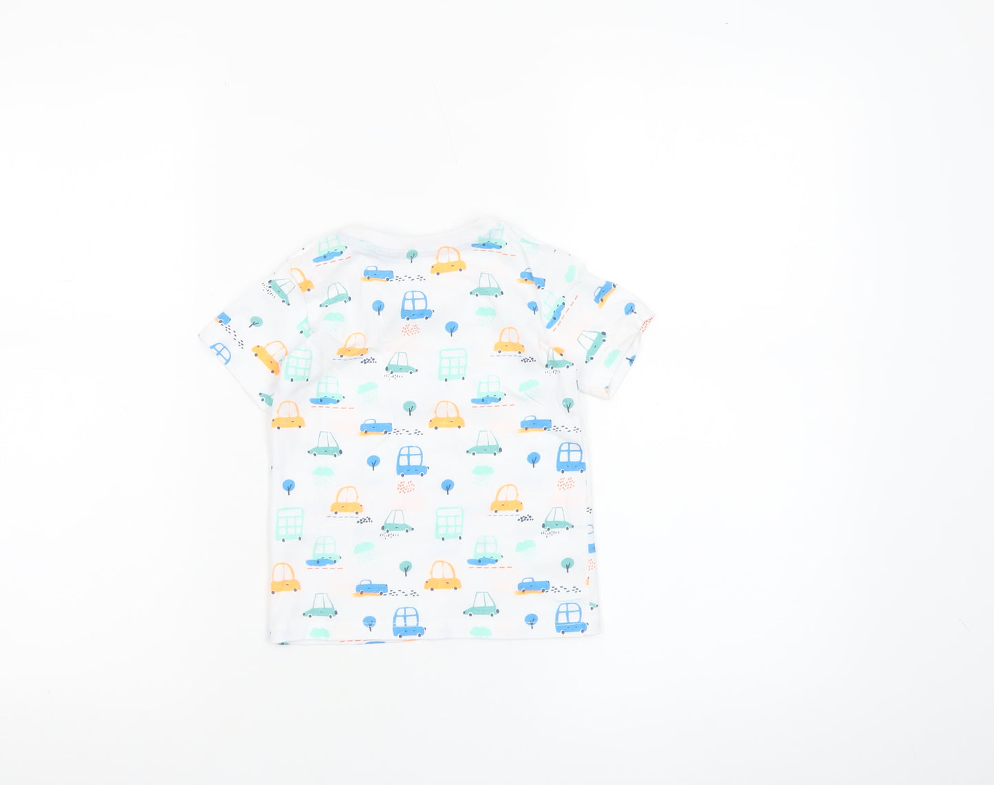 Dunnes Stores Unisex Baby White Car Print Cotton T-Shirt 12-18 Months