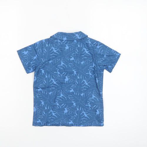 John Lewis Boys Blue Leaf Print Cotton Linen Button-Up Shirt 24 Months