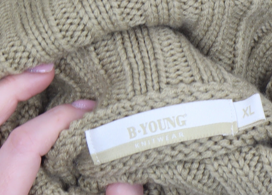 B.YOUNG Women’s Beige Roll Neck Knit Jumper XL Acrylic