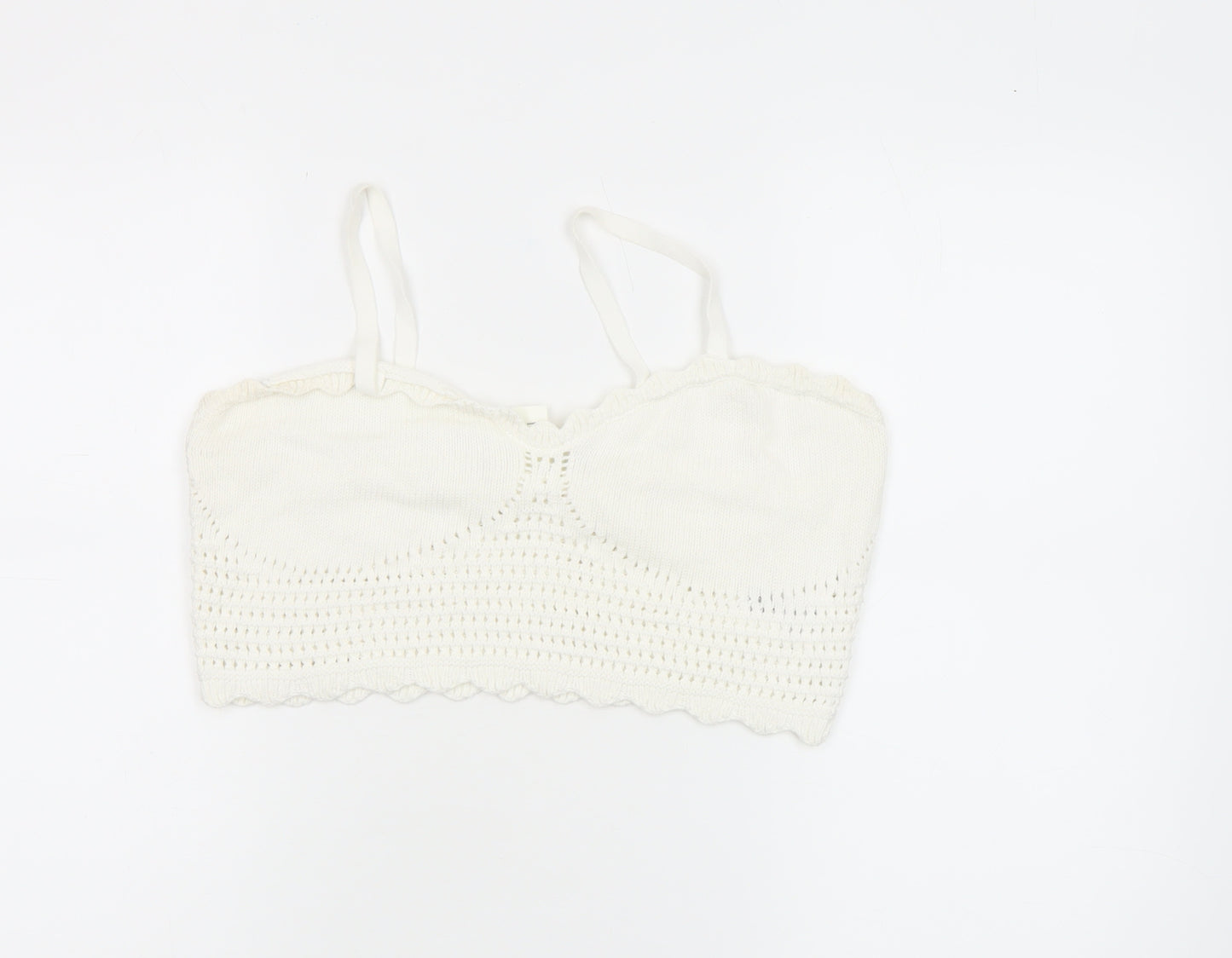 Monki Womens Ivory Crochet Cotton Camisole Tank Top L