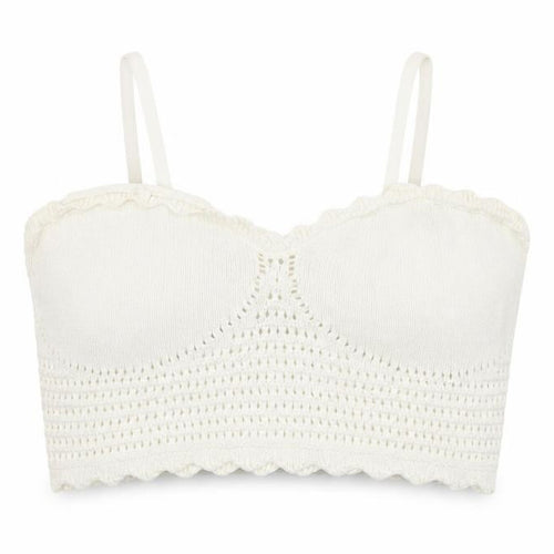 Monki Womens Ivory Crochet Cotton Camisole Tank Top L
