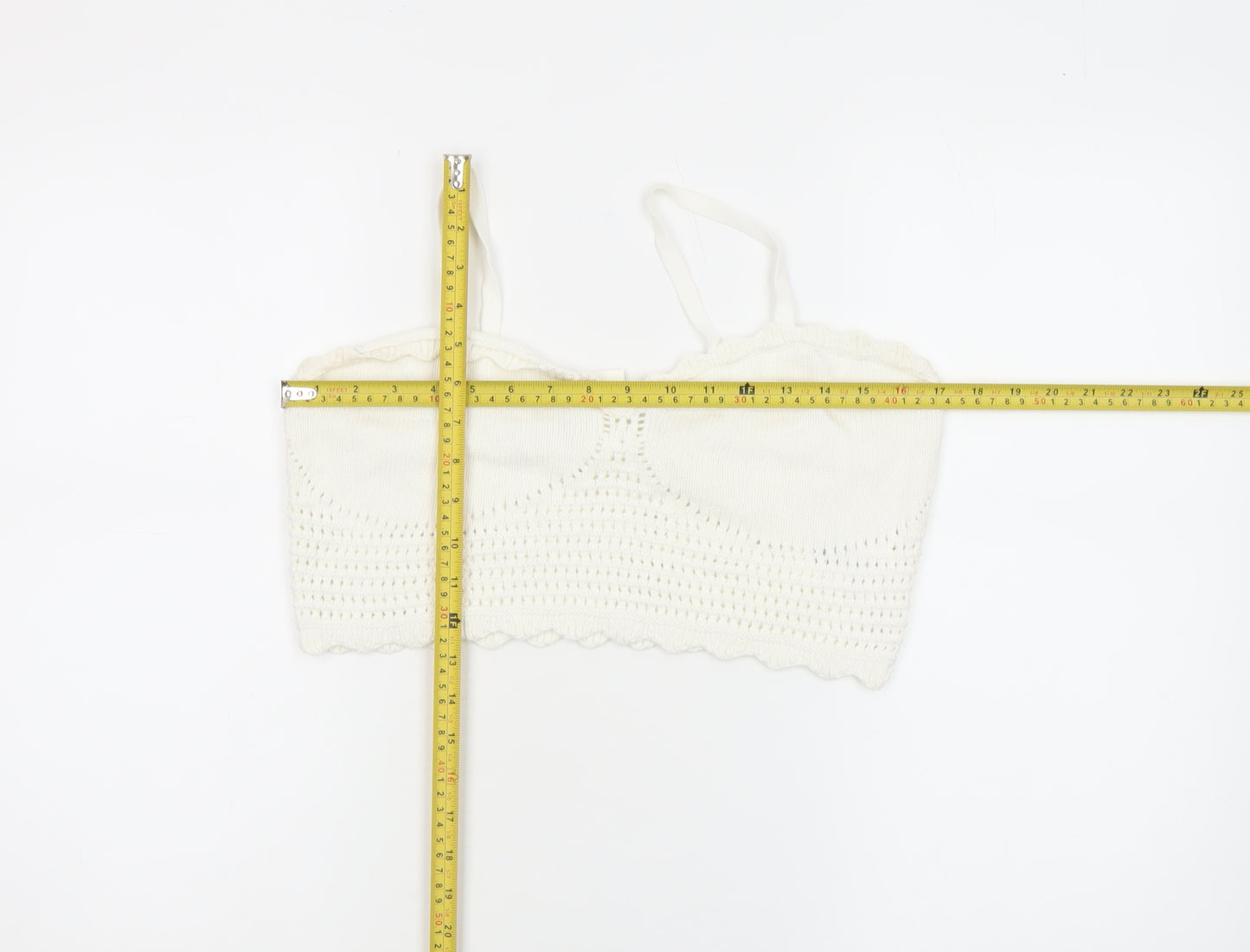 Monki Womens Ivory Crochet Cotton Camisole Tank Top L