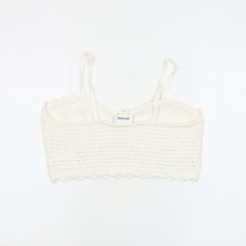 Monki Womens Ivory Crochet Cotton Camisole Tank Top L
