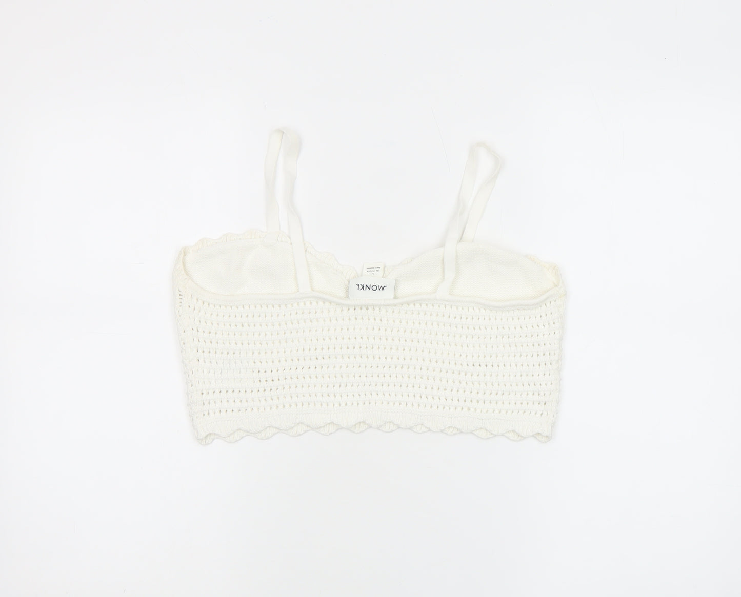 Monki Womens Ivory Crochet Cotton Camisole Tank Top L