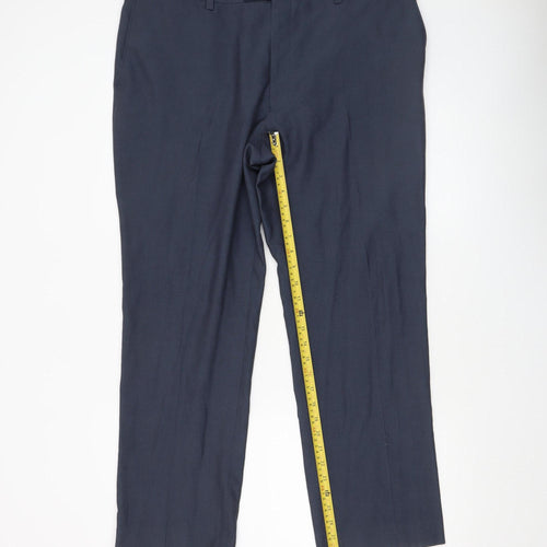 Next Men’s Blue Regular Fit Dress Trousers 36W 29L Formal Work Pants