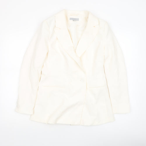H&M Women Ivory Double-Breasted Regular Fit Blazer Size 10