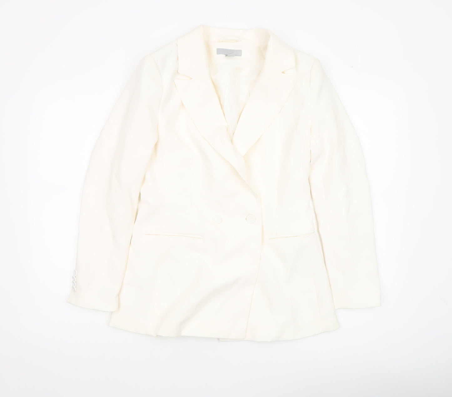 H&M Women Ivory Double-Breasted Regular Fit Blazer Size 10