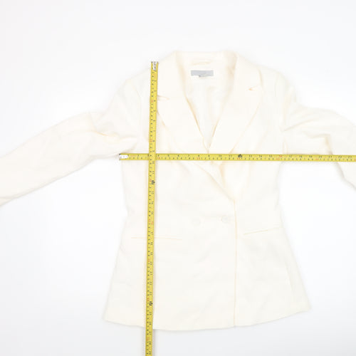 H&M Women Ivory Double-Breasted Regular Fit Blazer Size 10