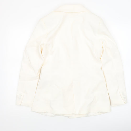 H&M Women Ivory Double-Breasted Regular Fit Blazer Size 10
