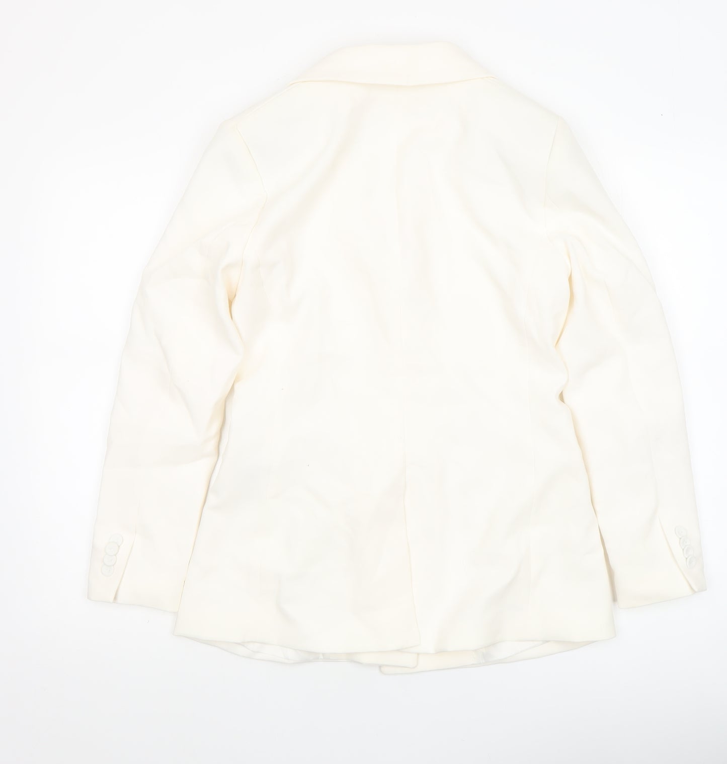 H&M Women Ivory Double-Breasted Regular Fit Blazer Size 10